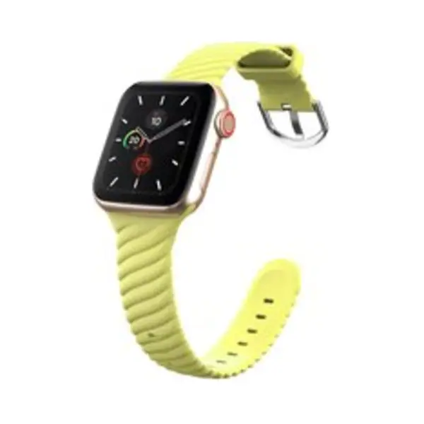 By Qubix Siliconen 'Twist' Bandje - Geel - Geschikt Voor Apple Watch 44 Mm - 45 Mm - 46 Mm - 49 Mm (Ultra 1, 2 En 3) - Compatible Apple Watch Bandje - thumbnail