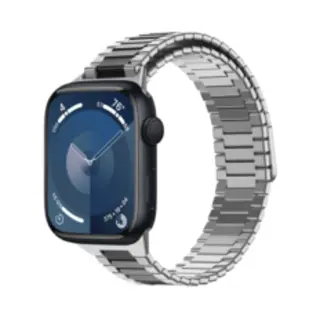 By Qubix Magnetische Stalen Band - Zeer Sterke Magneet - Zilver Met Zwart - Geschikt Voor Apple Watch 38 Mm - 40 Mm - 41 Mm - 42 Mm - Stalen Bandje