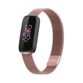 By Qubix - Geschikt Voor Fitbit Luxe Bandje - Milanese Bandje - Rosé Goud Smartwatchbandje Horlogeband Polsband Armband Strap Band Watchband