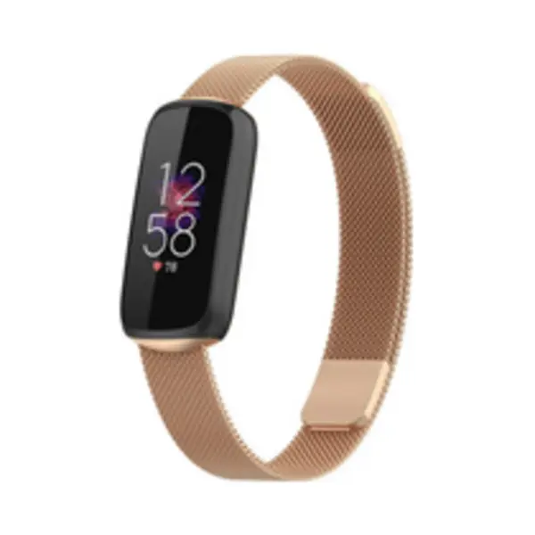 By Qubix - Geschikt Voor Fitbit Luxe Bandje - Milanese Bandje - Champagne Goud Smartwatchbandje Horlogeband Polsband Armband Strap Band Watchband thumbnail