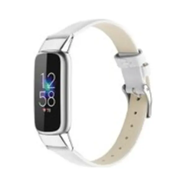 By Qubix - Geschikt Voor Fitbit Luxe Bandje - Leren Bandje - Maat, Small - Wit Smartwatchbandje Horlogeband Polsband Armband Strap Band Watchband thumbnail