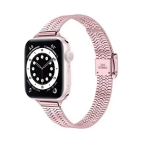 By Qubix Stainless Steel Slim Fit Bandje - Rosé Pink - Geschikt Voor Apple Watch 38 Mm - 40 Mm - 41 Mm - 42 Mm - Compatible Apple Watch Bandje - thumbnail