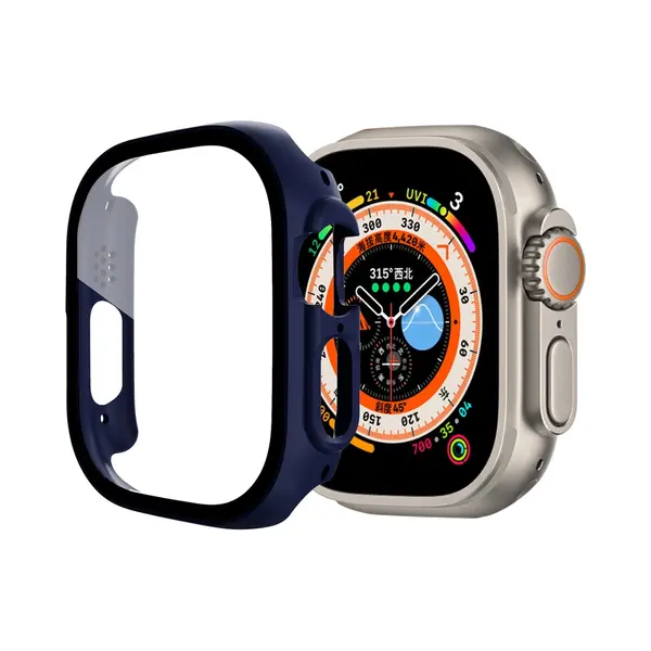 By Qubix Apple Watch Ultra Case - Donkerblauw - Geschikt Voor Apple Watch 49 Mm Hoesje - Screenprotector - Bescherming IWatch - Bescherm Hoesje thumbnail