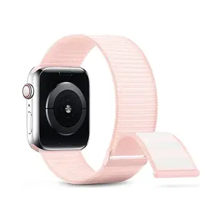 By Qubix Geschikt Voor Apple Watch Nylon Sport Loop Bandje - Lichtroze - Extra Sterke Klittenbandsluiting - Geschikt Voor Apple Watch 38 Mm - 40 Mm -