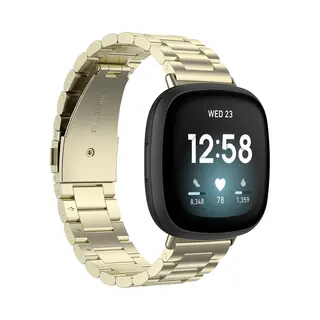 By Qubix Geschikt Voor Fitbit Versa 3 - Fitbit Versa 4 - Fitbit Sense 1 - Fitbit Sense 2 Metalen Schakelbandje - Vintage Goud Smartwatchbandje Bandje