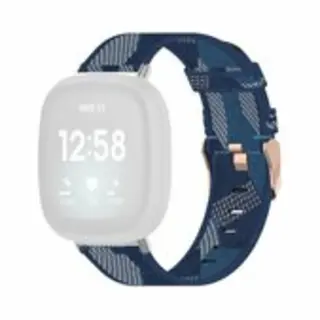 By Qubix Geschikt Voor Fitbit Versa 3 - Fitbit Versa 4 - Fitbit Sense 1 - Fitbit Sense 2 Canvas Nylon Bandje - Blauw Smartwatchbandje Bandje Armband