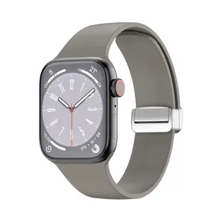 By Qubix Siliconen Bandje - Folding Buckle - Grijs - Geschikt Voor Apple Watch 44 Mm - 45 Mm - 46 Mm - 49 Mm (Ultra 1, 2 En 3) - Compatible Apple