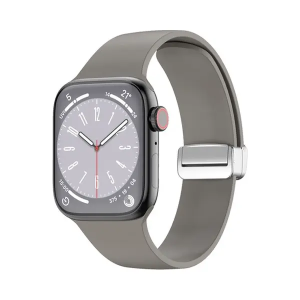 By Qubix Siliconen Bandje - Folding Buckle - Grijs - Geschikt Voor Apple Watch 44 Mm - 45 Mm - 46 Mm - 49 Mm (Ultra 1, 2 En 3) - Compatible Apple thumbnail