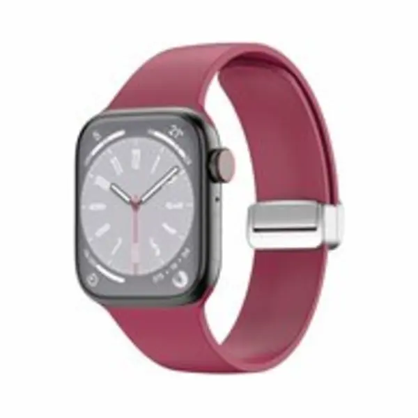 By Qubix Siliconen Bandje - Folding Buckle - Wijnrood - Geschikt Voor Apple Watch 44 Mm - 45 Mm - 46 Mm - 49 Mm (Ultra 1, 2 En 3) - Compatible Apple thumbnail