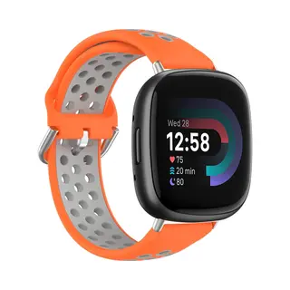 By Qubix - Geschikt Voor Fitbit Versa 3 & 4 - Sense 1 & 2 - Sport Editie - Large - Oranje + Grijs