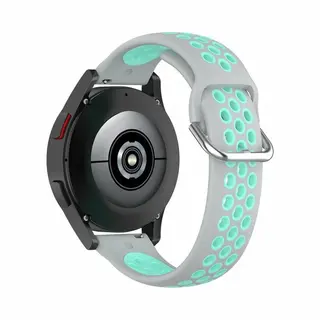 By Qubix - Smartwatch Bandje 20mm - Siliconen Sportbandje Met Gesp - Grijs + Turquoise - Geschikt Voor Garmin Vivoactive 6 - Vivoactive 5 - Vivoactive
