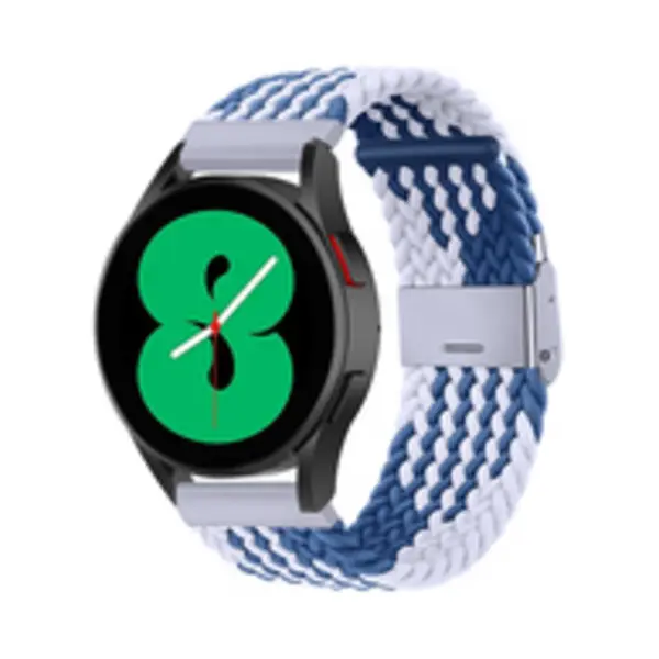 By Qubix - Smartwatch Bandje 20mm - Braided Nylon Bandje - Blauw - Wit - Geschikt Voor Garmin Vivoactive 6 - Vivoactive 5 - Vivoactive 3 - Geschikt thumbnail