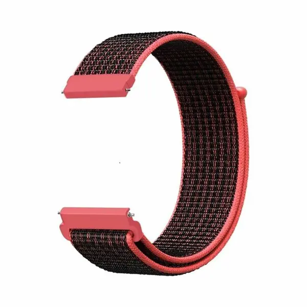 By Qubix - Smartwatch Bandje 20mm - Geschikt Voor Garmin Vivomove 3 - Hr - Luxe - Sport - Style - Trend - Sport Loop Nylon Bandje - Rood-oranje - thumbnail