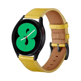 By Qubix - Smartwatch Bandje 20mm - Geschikt Voor Garmin Vivomove 3 - Hr - Luxe - Sport - Style - Trend - Lederen Bandje - Geel - Geschikt Voor Garmin