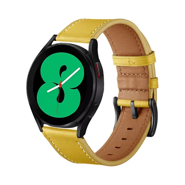 By Qubix - Smartwatch Bandje 20mm - Geschikt Voor Garmin Vivomove 3 - Hr - Luxe - Sport - Style - Trend - Lederen Bandje - Geel - Geschikt Voor Garmin thumbnail