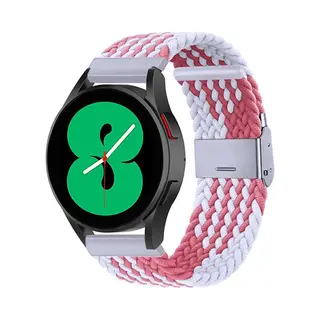 By Qubix - Smartwatch Bandje 20mm - Geschikt Voor Garmin Vivomove 3 - Hr - Luxe - Sport - Style - Trend - Braided Nylon Bandje - Wit - Roze - Geschikt