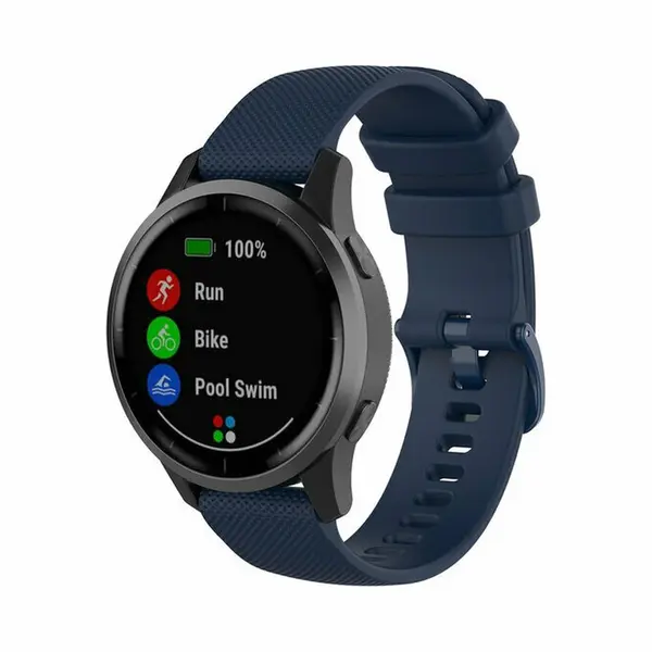 By Qubix - Smartwatch Bandje 20mm - Geschikt Voor Garmin Vivomove 3 - Hr - Luxe - Sport - Style - Trend - Sportband Met Motief - Donkerblauw - thumbnail