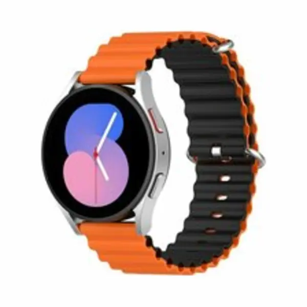 By Qubix - Smartwatch Bandje 20mm - Geschikt Voor Garmin Vivomove 3 - Hr - Luxe - Sport - Style - Trend - Ocean Style Bandje - Oranje - Zwart - thumbnail