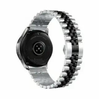 By Qubix - Smartwatch Bandje 20mm - Geschikt Voor Garmin Vivomove 3 - Hr - Luxe - Sport - Style - Trend - Stalen Band - Zilver - Zwart - Geschikt Voor