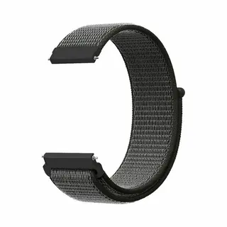 By Qubix - Smartwatch Bandje 20mm - Geschikt Voor Garmin Forerunner 55 - 165 - 245 - 570 (42mm) - 645 - Sport Loop Nylon Bandje - Donkergroen Met