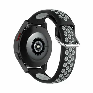By Qubix - Smartwatch Bandje 20mm - Geschikt Voor Garmin Forerunner 55 - 165 - 245 - 570 (42mm) - 645 - Siliconen Sportbandje Met Gesp - Zwart + Grijs