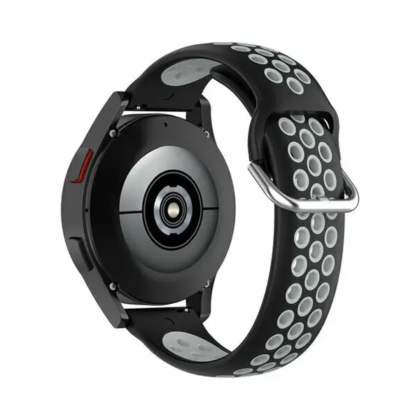 By Qubix - Smartwatch Bandje 20mm - Geschikt Voor Garmin Forerunner 55 - 165 - 245 - 570 (42mm) - 645 - Siliconen Sportbandje Met Gesp - Zwart + Grijs thumbnail