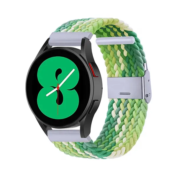 By Qubix - Smartwatch Bandje 20mm - Geschikt Voor Garmin Forerunner 55 - 165 - 245 - 570 (42mm) - 645 - Braided Nylon Bandje - Groen - Lichtgroen - thumbnail