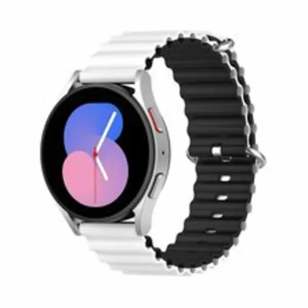 By Qubix - Smartwatch Bandje 20mm - Geschikt Voor Garmin Forerunner 55 - 165 - 245 - 570 (42mm) - 645 - Ocean Style Bandje - Wit - Zwart - Geschikt thumbnail