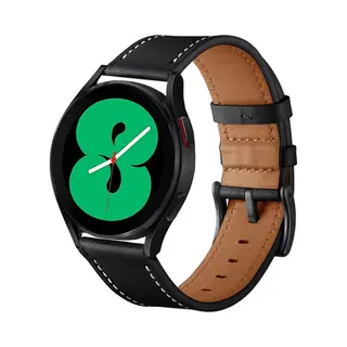 By Qubix - Smartwatch Bandje 20mm - Geschikt Voor Garmin Venu - Sq - Sq2 - 2 Plus - Lederen Bandje - Zwart - Geschikt Voor Garmin Bandje