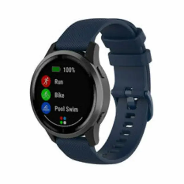 By Qubix - Smartwatch Bandje 20mm - Geschikt Voor Garmin Venu - Sq - Sq2 - 2 Plus - Sportband Met Motief - Donkerblauw - Geschikt Voor Garmin Bandje thumbnail