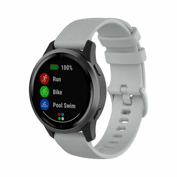 By Qubix - Smartwatch Bandje 22mm - Geschikt Voor Garmin Vivoactive 4 - 4L - Sportband Met Motief - Grijs - Geschikt Voor Garmin Bandje thumbnail