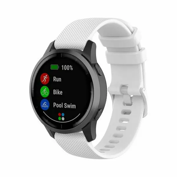 By Qubix - Smartwatch Bandje 22mm - Geschikt Voor Garmin Vivoactive 4 - 4L - Sportband Met Motief - Wit - Geschikt Voor Garmin Bandje thumbnail