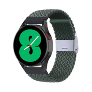 By Qubix - Smartwatch Bandje 22mm - Geschikt Voor Garmin Vivoactive 4 - 4L - Braided Nylon Bandje - Donkergroen - Geschikt Voor Garmin Bandje
