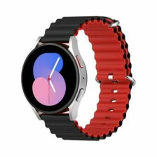 By Qubix - Smartwatch Bandje 22mm - Geschikt Voor Garmin Vivoactive 4 - 4L - Ocean Style Bandje - Zwart - Rood - Geschikt Voor Garmin Bandje thumbnail