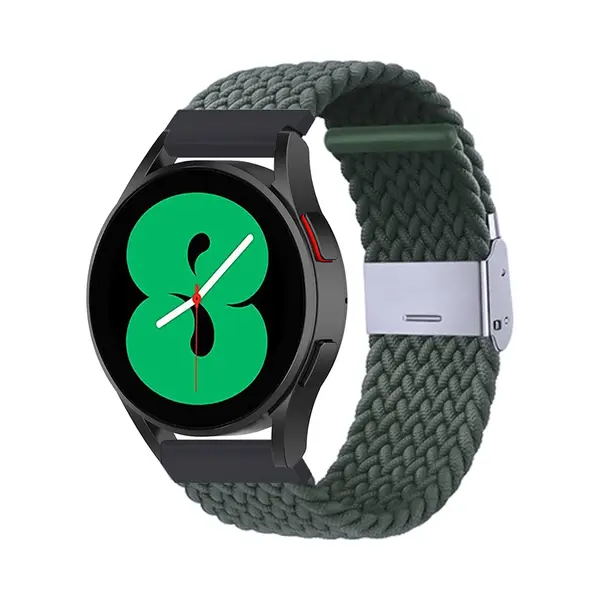By Qubix - Smartwatch Bandje 22mm - Geschikt Voor Garmin Forerunner 970 - 570 (47mm) - 255 - Braided Nylon Bandje - Donkergroen - Geschikt Voor Garmin thumbnail