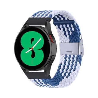 By Qubix - Smartwatch Bandje 22mm - Geschikt Voor Garmin Forerunner 970 - 570 (47mm) - 255 - Braided Nylon Bandje - Blauw - Wit - Geschikt Voor Garmin