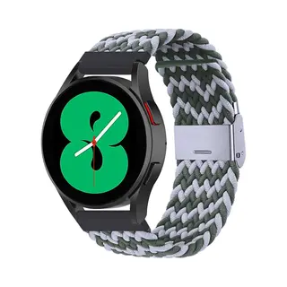 By Qubix - Smartwatch Bandje 22mm - Geschikt Voor Garmin Forerunner 970 - 570 (47mm) - 255 - Braided Nylon Bandje - Groen - Grijs - Geschikt Voor