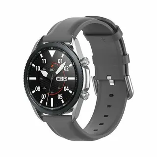 By Qubix - Smartwatch Bandje 22mm - Geschikt Voor Garmin Forerunner 970 - 570 (47mm) - 255 - Classic Leren Bandje - Grijs - Leather - Geschikt Voor