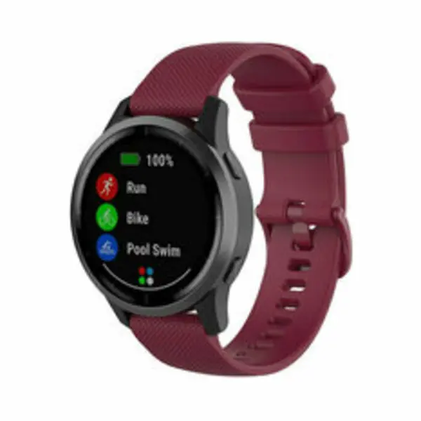 By Qubix - Smartwatch Bandje 22mm - Geschikt Voor Garmin Venu 2 / Garmin Venu 3 - Sportband Met Motief - Wijnrood - Geschikt Voor Garmin Bandje thumbnail