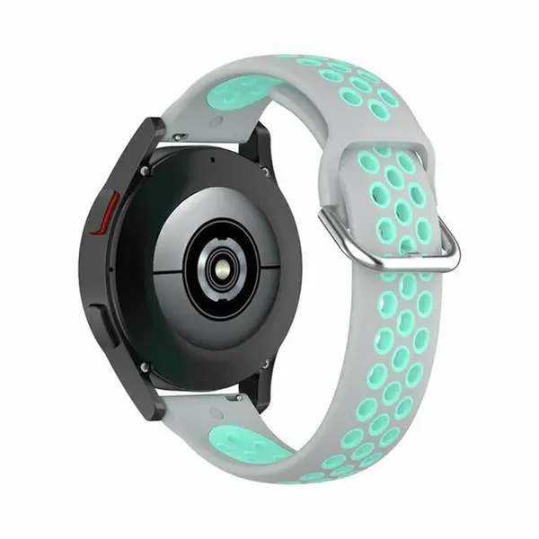 By Qubix - Smartwatch Bandje 22mm - Geschikt Voor Garmin Venu 2 / Garmin Venu 3 - Siliconen Sportbandje Met Gesp - Grijs + Turquoise - Geschikt Voor thumbnail
