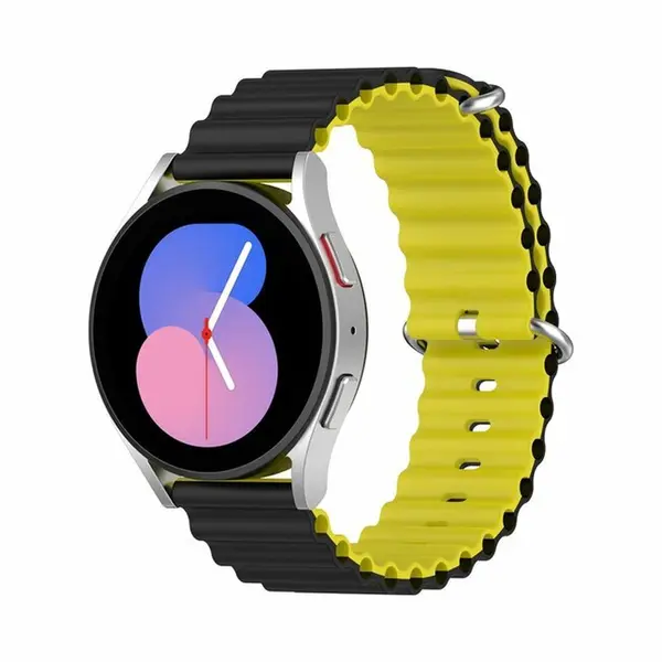 By Qubix - Smartwatch Bandje 22mm - Geschikt Voor Garmin Venu 2 / Garmin Venu 3 - Ocean Style Bandje - Zwart - Geel - Geschikt Voor Garmin Bandje thumbnail