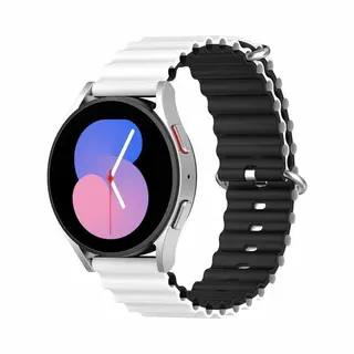 By Qubix - Smartwatch Bandje 22mm - Geschikt Voor Garmin Venu 2 / Garmin Venu 3 - Ocean Style Bandje - Wit - Zwart - Geschikt Voor Garmin Bandje
