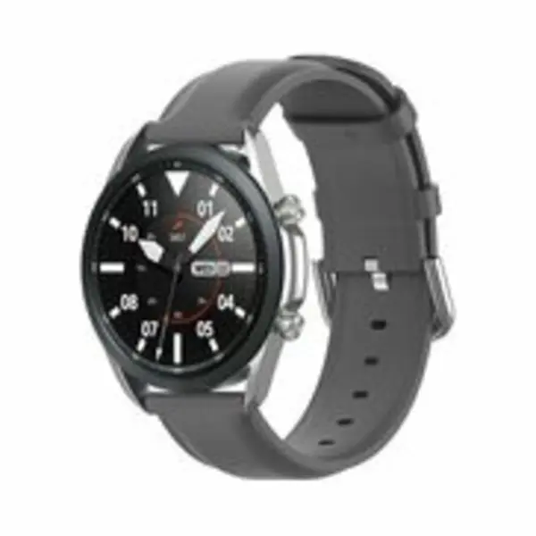By Qubix - Smartwatch Bandje 22mm - Geschikt Voor Garmin Venu 2 / Garmin Venu 3 - Classic Leren Bandje - Grijs - Leather - Geschikt Voor Garmin Bandje thumbnail