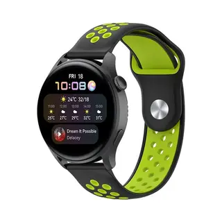 By Qubix - Smartwatch Bandje 22mm - Geschikt Voor Garmin Venu 2 / Garmin Venu 3 - Sport Edition - Zwart + Groen - Geschikt Voor Garmin Bandje
