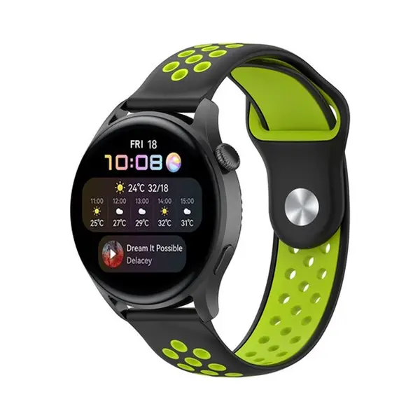 By Qubix - Smartwatch Bandje 22mm - Geschikt Voor Garmin Venu 2 / Garmin Venu 3 - Sport Edition - Zwart + Groen - Geschikt Voor Garmin Bandje thumbnail