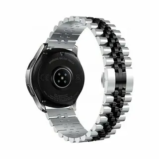 By Qubix - Smartwatch Bandje 22mm - Geschikt Voor Garmin Venu 2 / Garmin Venu 3 - Stalen Band - Zilver - Zwart - Geschikt Voor Garmin Bandje