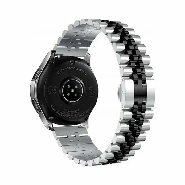 By Qubix - Smartwatch Bandje 22mm - Geschikt Voor Garmin Venu 2 / Garmin Venu 3 - Stalen Band - Zilver - Zwart - Geschikt Voor Garmin Bandje thumbnail