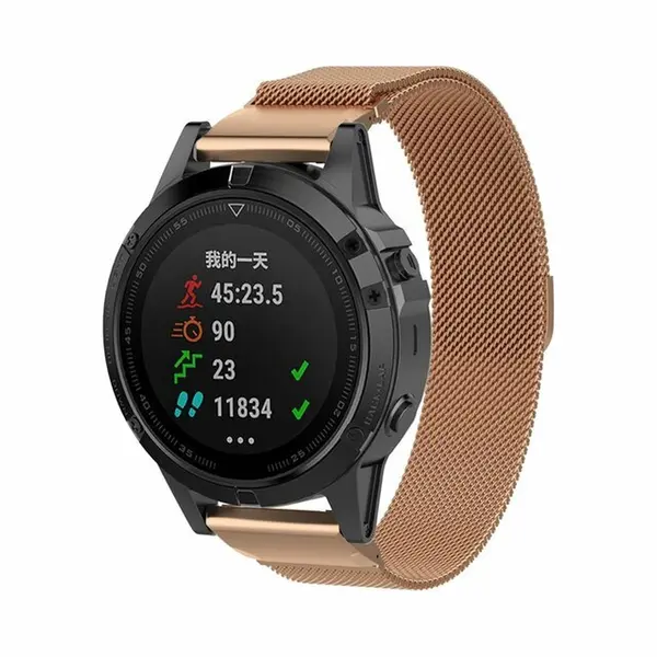 By Qubix - 22mm Quickfit - Milanese Bandje - Rosé Goud - Geschikt Voor Garmin Epix Gen 2 (47mm) - Marq - Quatix 7-6-5 - Geschikt Voor Garmin Bandje thumbnail