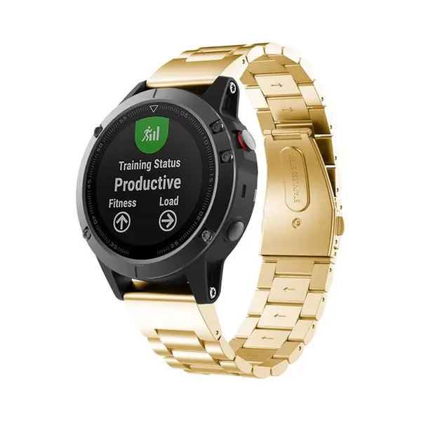 By Qubix - 26mm Quickfit - Stalen Schakelband - Goud - Geschikt Voor Garmin Epix Pro Gen 2 (51mm) - Quatix 7X - 6X & Tactix 7 (pro) thumbnail
