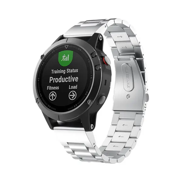 By Qubix - 26mm Quickfit - Stalen Schakelband - Zilver - Geschikt Voor Garmin Fenix 7X - 6X - 5X thumbnail